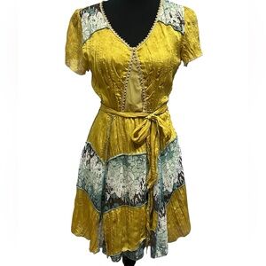 Radzoli Patchwork Yellow Dress